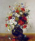 Eugene Henri Cauchois Canvas Paintings - Daisies, Poppies and Cornflowers